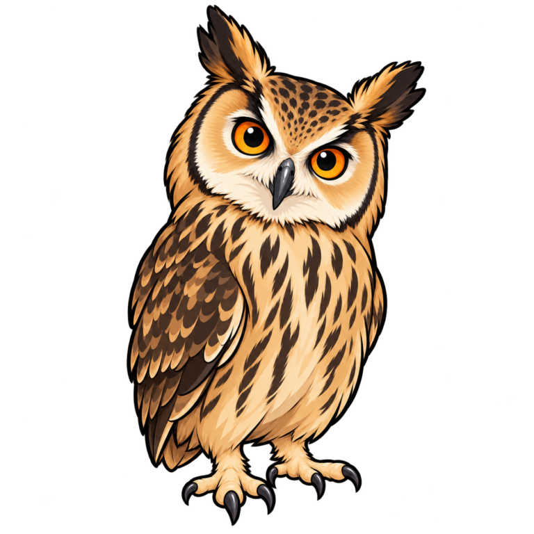 少し首をかしげたベンガルワシミミズクのイラスト